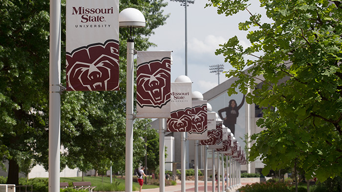 Missouri State University Logo Flags on Campus