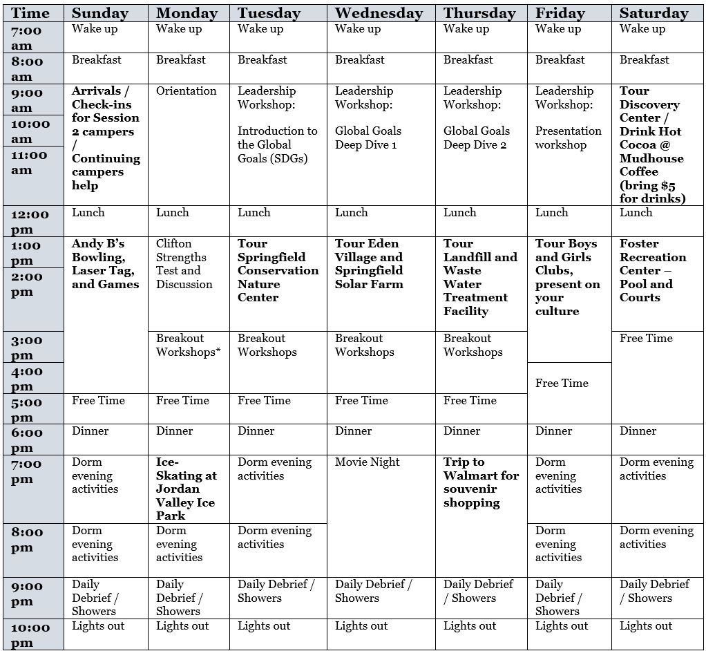 Introduction to Global Leadership - Sample Schedule - Week 1