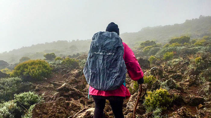 A girl hiking in the mountain