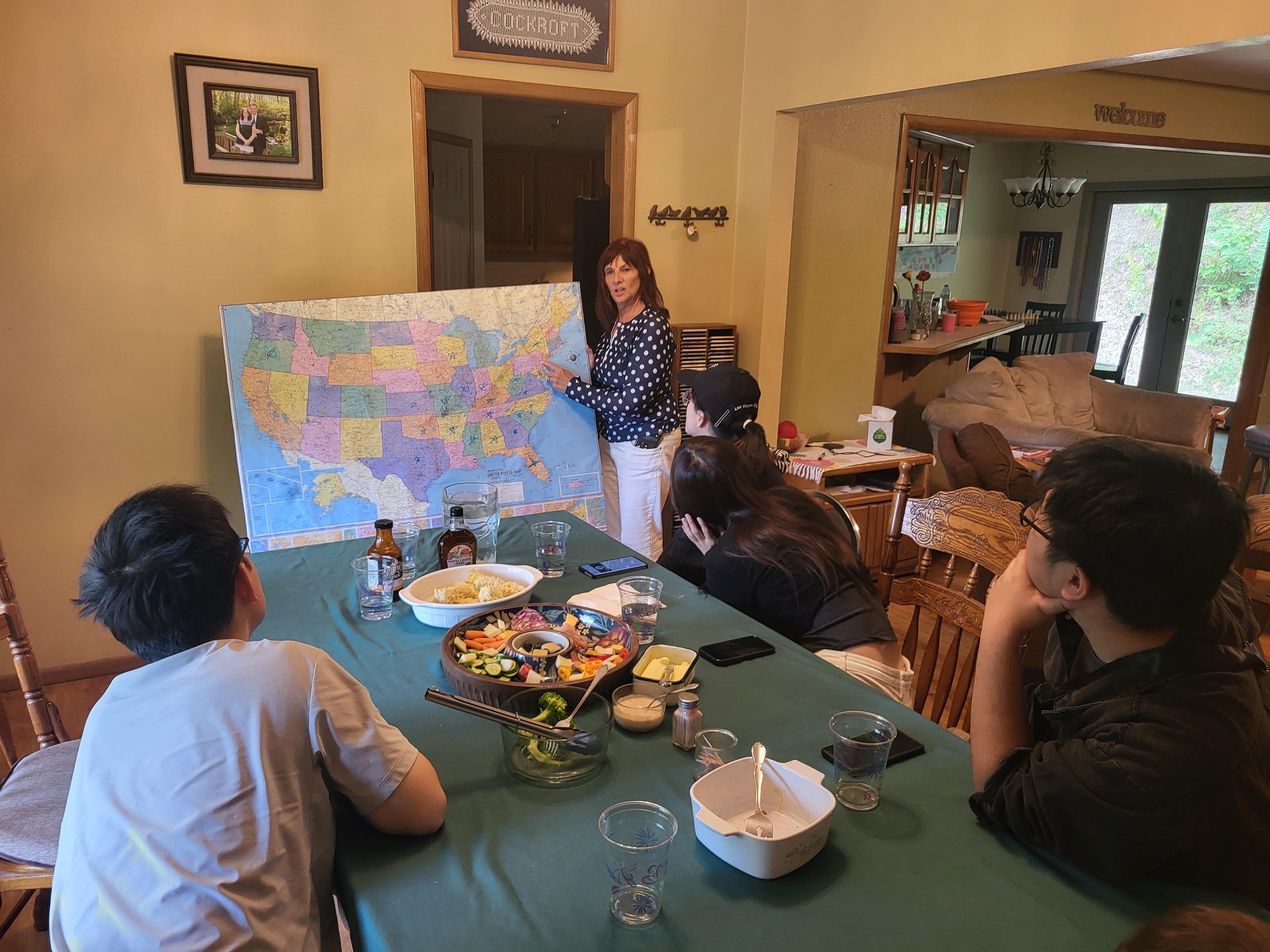 International students with their host families
