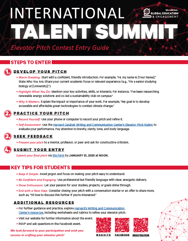 International Talent Summit Information handout